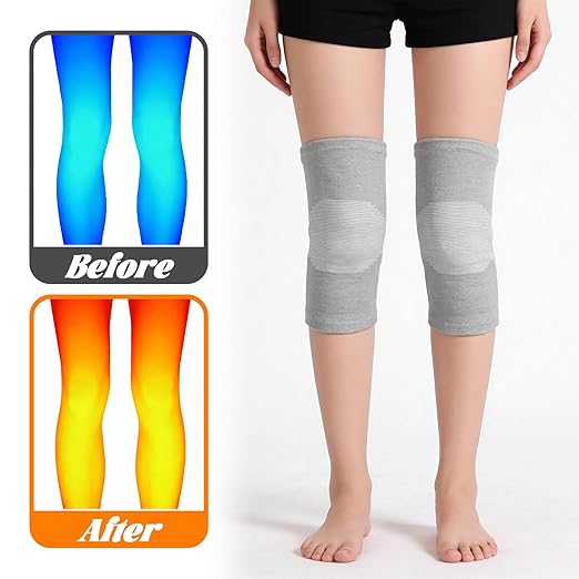 2 PCS Bamboo Charcoal Knee Sleeve Compression Knee Sleeve Elastic Thicken Warm Knees Brace for Arthritis Pain Enhanced Comfort Running Cycling Ski Dance Men Women (Large)