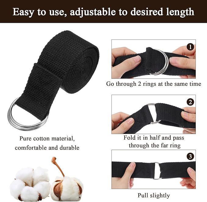 10 Pcs Yoga Strap Bulk for Stretching, 6ft Adjustable Yoga Strap Pilates Non-elastic Stretching Belt for Gym Workouts, Physical Therapy, Improve Flexibility, Physical Therapy, Dance