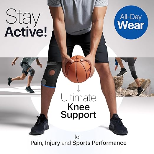 Knee Brace for Women and Men – Knee Compression Sleeve for Meniscus Tear, ACL, Arthritis Pain Relief, Patella Pad & Side Stabilizers – Please Check How To Size Video (Blue, XXL)