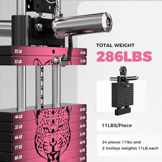 RitFit M1 Pro Smith Machine Package, All-in-One Power Cage with Weight Stack Set, Includes LAT Pulldown & Cable Crossover System for Home Gym