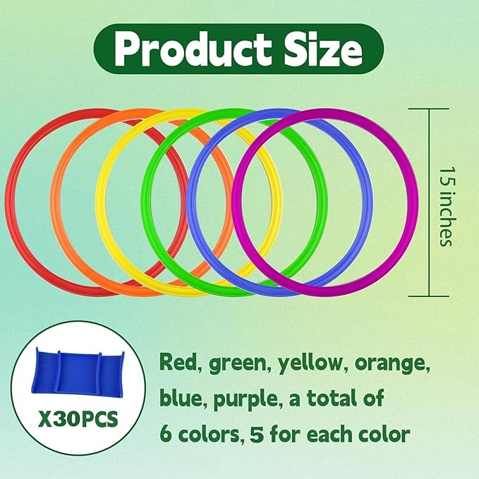 Mototo 24/30/48/96 Pack Agility Rings 15 Inch Speed Training Hopscotch Rings Plastic Circle Jumping Hoops Agility Hurdles for Athlete Exercise Soccer Football Gymnastics Games Practice Footwork