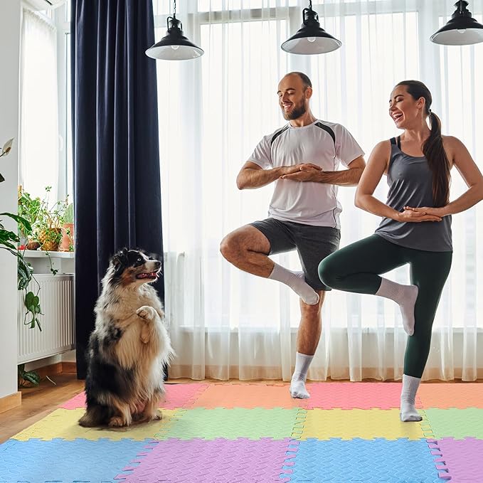Arrowbash 12x12x1 Inch EVA Thick Interlocking Foam Floor Tiles Puzzle Exercise Mat Foam Mats for Home Gym Pets(Colorful,36)