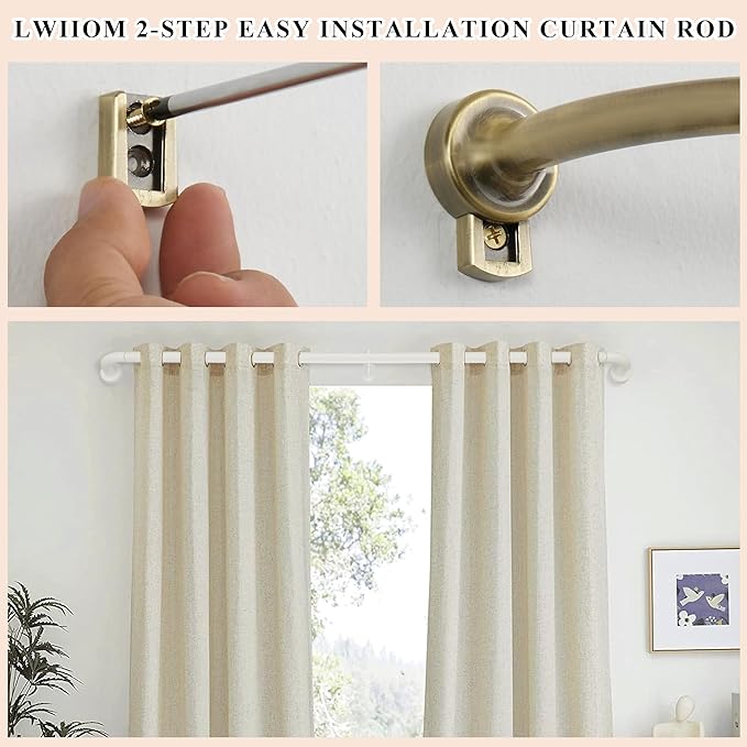 Antique Bronze Curtain Rods 2 Pack,1 Inch Disc Curtain Rods for Windows 66 to 120",Blackout Wrap Around Curtain Rod with Aluminum Finials and Brackets,No Screw Disassembly Adjustable Curtain Rod
