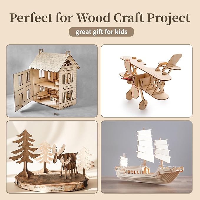 Balsa Wood Sheet, 5 Pack Plywood Sheets, Basswood Sheets 12X12X1/16 Inch, Unfinished Wood Boards Blanks for Laser Cutting, Engraving, Burning, Crafts