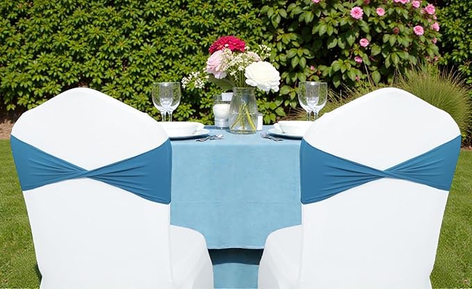 VDS Pack of 25 PCS | Dark Teal | Spandex Chair Sashes Bows Without Buckle | Stretch Elastic Banquet Universal Folding Chair Band Tie with for Wedding Party Conference Celebration Event Decoration