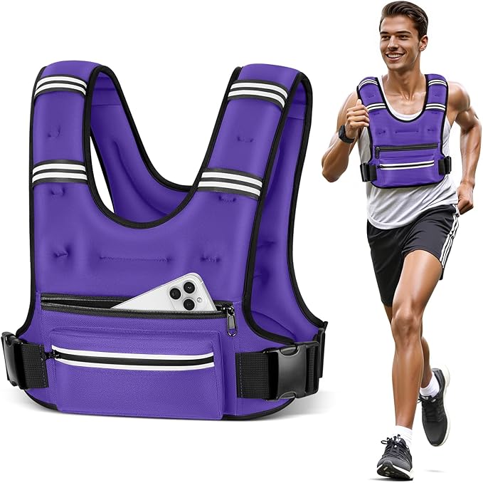 Weighted Vests for Women Men, 8 12 16 20 lb Weighted Vest with Storage Pockets, Rucking Vest with Reflective Stripe, Adjustable Straps Weight Vest for Running, Walking, Workout, Training
