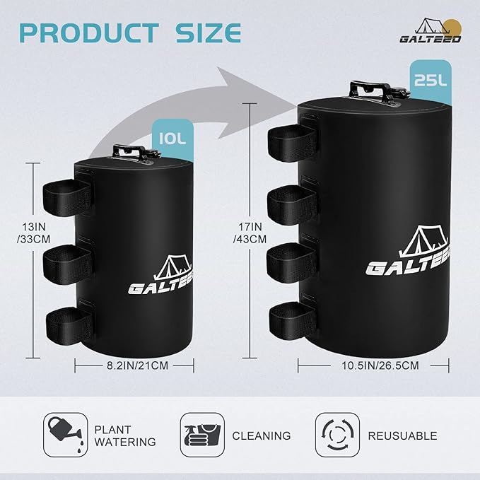 Canopy Water Weight Bag,330 LBS Water Tent Weights Set of 6 Leg Weights for Pop Up Canopy,Canopies,Tent,Gazebo,Black