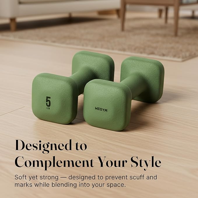 WeGym SafeGrip Square Dumbbells with Anti Slip Handles, Aesthetic Free Weights for Home Workouts, Stable Design Prevents Rolling during Floor Exercises