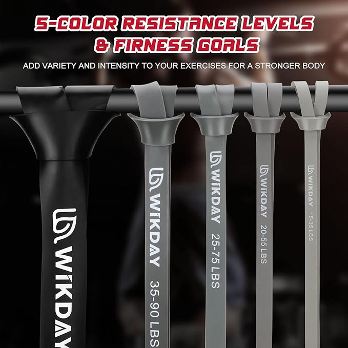 WIKDAY Resistance Bands for Working Out, Exercise Bands, Workout Bands, Pull Up Assistance Bands for Body Stretching Training Physical Therapy Muscle Training for Men & Women