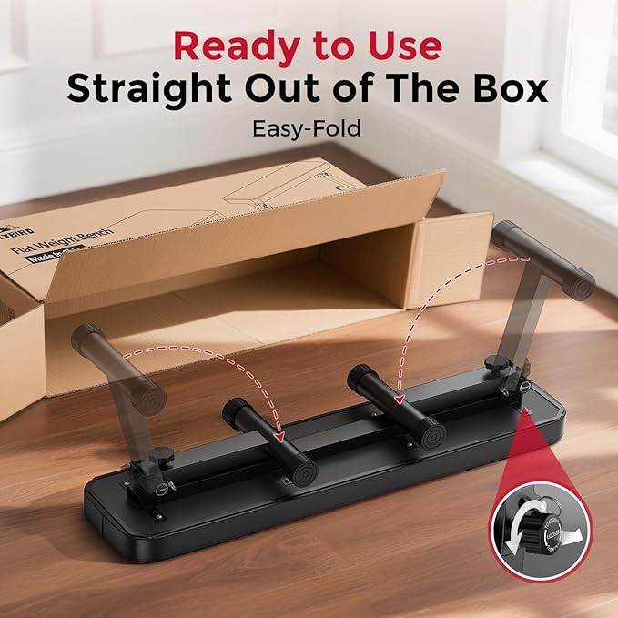 FLYBIRD Foldable Flat Weight Bench For Home Gym, Sturdy Strength Training Workout Bench, Space-saving Bench Press Flat Exercise Bench, Easy to Assemble