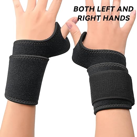 Wrist Brace for Carpal Tunnel 2 Pack Right Left Hand, Adjustable Wrist Brace for Day Night Support, Wrist Support Wraps for Women Men,Tendonitis, Arthritis, Weightlifting, Sports, Black