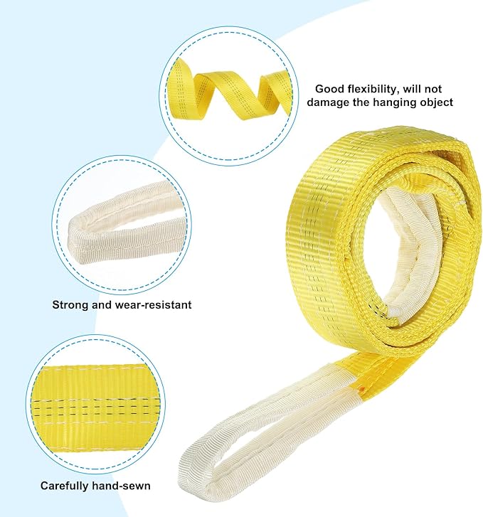 PATIKIL Lifting Slings Straps, 1 Pcs Polyester 9ft Heavy Web Slings Duty Flat Lifting Belts Pull Lifting Straps Slings Mount(6613lbs), Yellow