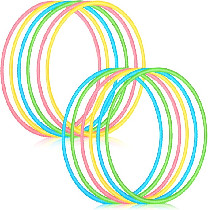 Sratte 12 Pcs Toy Hoop for Kid - Detachable & Adjustable Colored Hoop Exercise Ring Plastic Circle for Kid, Teen, Gymnastics, Dog Agility Equipment, Require Self Assembly (Fresh Color, 32 Inch)