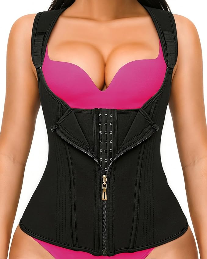 YADIFEN Waist Trainer for Women,Zipper Corset Body Shaper for Tummy Control Neoprene Cincher Sweat Sauna Vest Tank Top