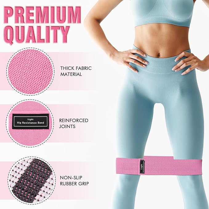12 Pcs Fabric Resistance Bands for Working Out Booty Workout Stretch Exercise Bands Non Slip for Legs Squat Resistance Loop for Women Men Starter Butt Hip Thigh Fitness