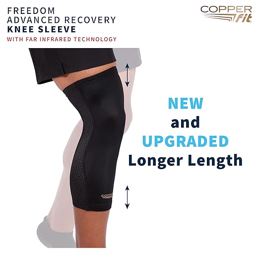 Copper Fit PRO Recovery Knee Compression Sleeve - Breathable, Second Skin Feel - Arthritis, Joint Pain, Circulation - For Men and Women (Small)