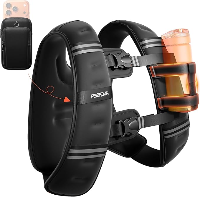 2026 FEIERDUN 3-IN-1 Weighted Vest Kit with Phone Holder & Water Pocket, 8lb/12lb/20lb Chest-friendly Vest for Running, Walking, Workout, Fitness, Cardio, Training & Strength Building