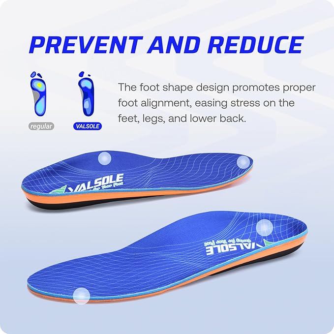 VALSOLE 250+ lbs Plantar Fasciitis High Arch Support Insole for Men Women,Heavy Duty Support Pain Relief Orthotics Insert,Relieve Flat Feet,High Arch,Foot Pain,Standing All Day Boot Work Shoe Insole