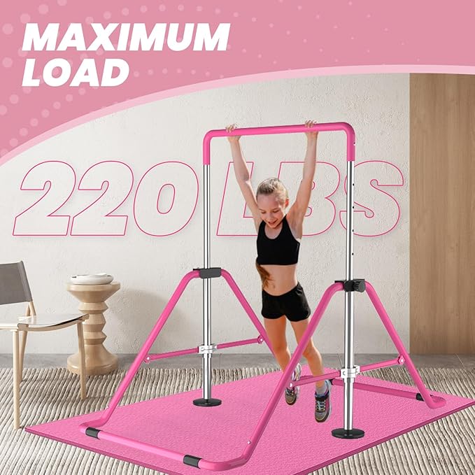 DOBESTS Kids Gymnastics Bar Folding Horizontal Bar, Adjustable Height Gymnastic Horizontal Bars, GymnasticTraining Equipment for Home