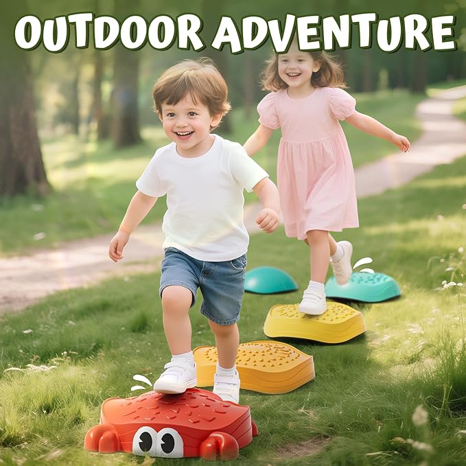 Lehoo Castle Stepping Stones for Kids, Non-Slip Toddler Stepping Stones, Indoor & Outdoor Sensory Toys for Toddlers 1-3, Balance Board Obstacle Course for Kids 3-5