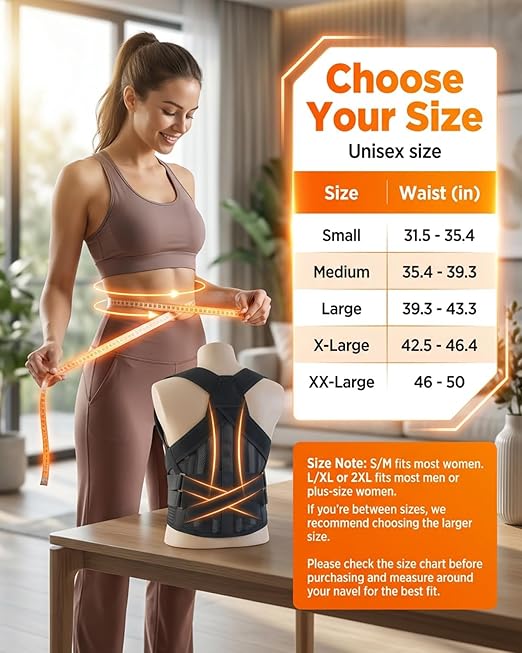 Posture Corrector for Women & Men, Back Brace Advanced Full Back Support for Upper & Lower Back Pain Relief, Spine, Neck, and Hump, X-Style Medical-Grade Lumbar Support System with Adjustable Shoulder Straightener and Breathable Design for Long Sitting...