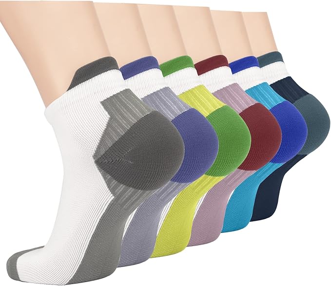 Copper Compression Socks Women and Men 6 Pairs - Circulation Arch Support Plantar Fasciitis Running Ankle Socks