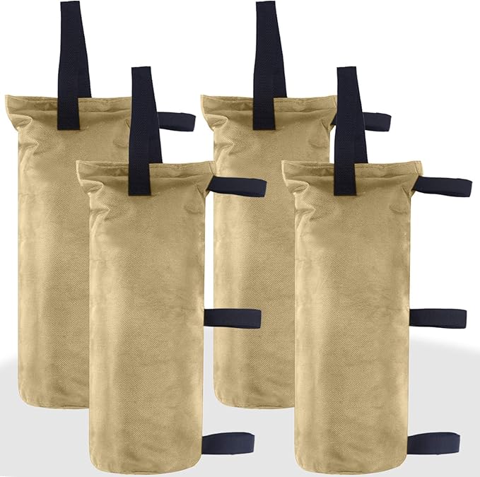 ABCCANOPY Canopy Weights Set of 4-120LBS Sand Bags for Pop up Tent, Weight Bags for Outdoor Gazebo, Trampoline, Pergola, Beige (Without Sand)
