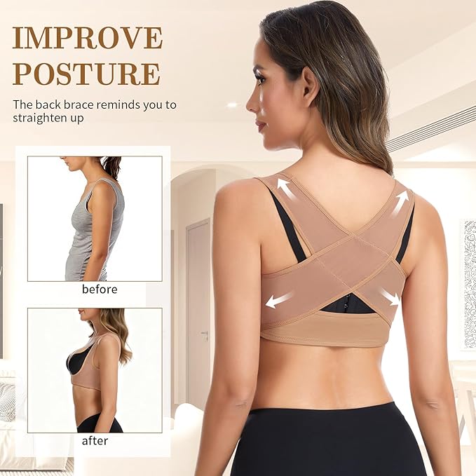 QWD Sleeveless Chest Brace Push up for Woemn Posture Corrector Back Shaper Vest Shapewear Tops