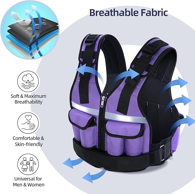 Sportneer Adjustable Weighted Vest Weights: 2-18 lbs/2-40 lbs Washable Weight Vest for Walking 16 In 1 Fast Adjust Rucking Vest for Women and Men Home Gym Running Jogging Strength Training Vests