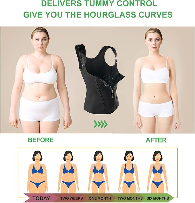 YADIFEN Waist Trainer for Women,Zipper Corset Body Shaper for Tummy Control Neoprene Cincher Sweat Sauna Vest Tank Top