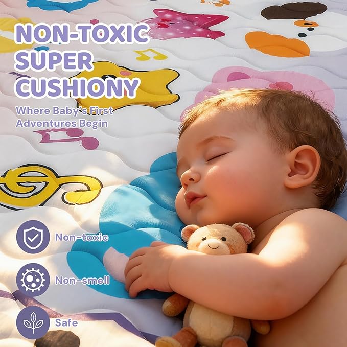 RONGFA Baby Play Mat for Floor, 71'' x 59'' Thicken Foam Soft Padded Playmat for Baby, Playpen Mat for Toddlers Infant Kids, Machine Washable, Non-slip Bottom Safe for Crawling (Piano)