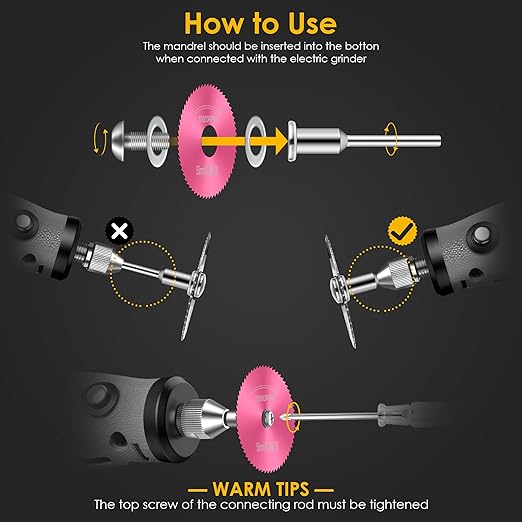 44pcs Pink Cutting Wheel Set Compatible with Plastic for Rotary Tool, HSS Circular Saw Blades 6pcs, Resin Cutting Discs 20pcs, 545 Diamond Cutting Wheels 10pcs
