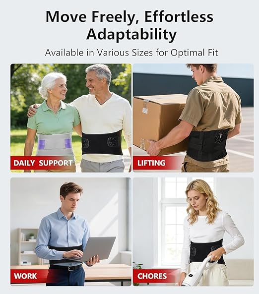Dual X-Back Brace for Lower Back Pain Women Men, 8X Powerful Lumbar Support Belt with Bionic Support System, Breathable Mesh Design, Adjustable Back Support Belt with 3D Lumbar Pad for Sciatica, Heavy Lifting, Work, Gifts for Mom Dad