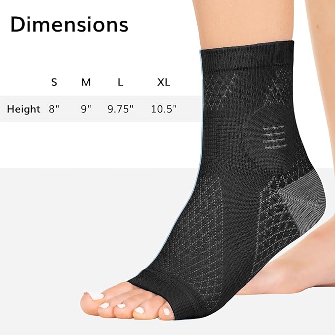BraceAbility Neuropathy Socks (3 Pairs) - Multipack Peripheral Compression Diabetic Toeless Foot Sleeves for Nerve Damage in Feet, Ankle Gout, Plantar Fasciitis Relief for Men and Women (S - Black)