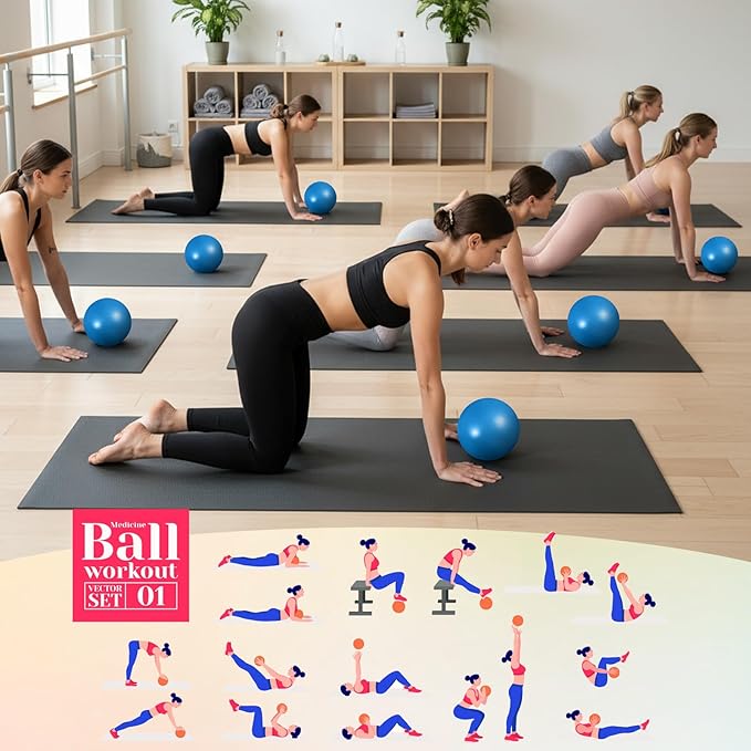 Aoriher 10 Pcs Small Exercise Pilates Ball Bulk 9 Inch Mini Yoga Balls Anti Burst and Slip for Stability Fitness Physical Therapy Stretching & Core Workout at Home Gym Office Class