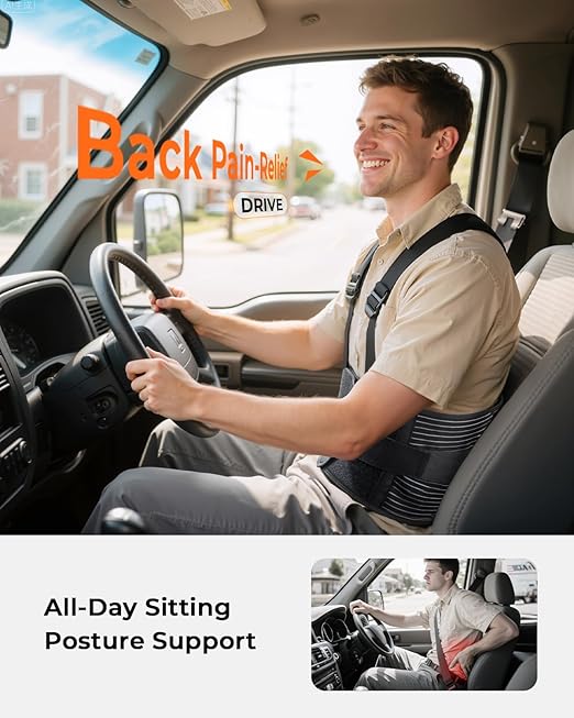 Ultra Breathable Work Back Brace for Men & Women [Upgraded Medical-Grade Support] Lower Back Support Belt with Removable Suspenders - Pain Relief for Lifting, Warehouse, Construction, Moving