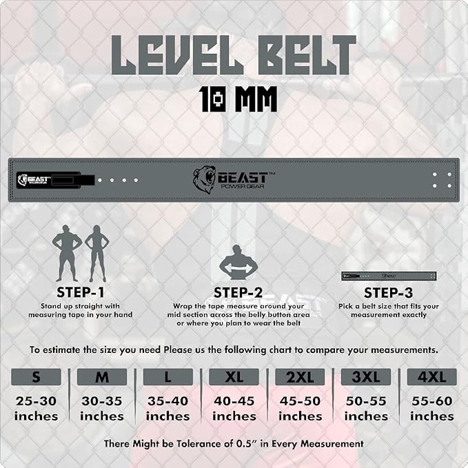 Beast Power Gear Weight Lifting Belt Lever Buckle 10MM 13MM Thick & 4 Inches Free Strap Weightlifting, Powerlifting, Deadlifts, Squats Men Women