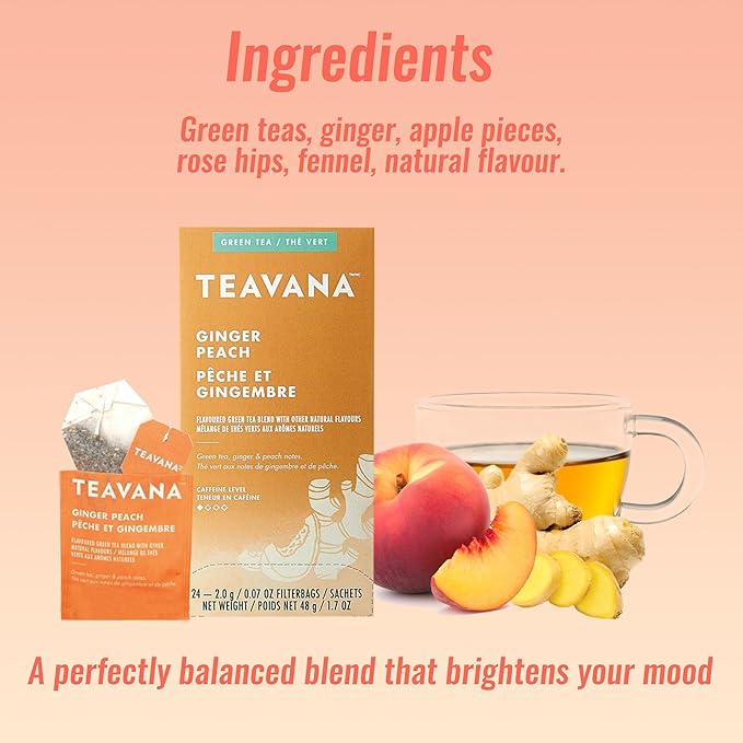 AYD Goods Medicine Ball Cold Buster Recipe, 48 teabags of Ginger Peach and Harmonic Mint, Includes 10 Counts of AYD Goods US Grade A Honey Sticks
