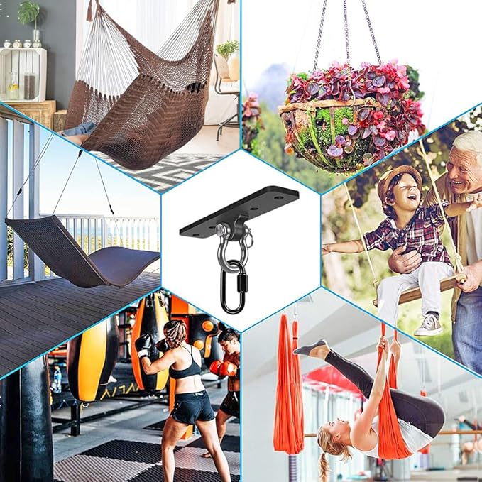 Dolibest Ceiling Mount Swing Hanger Heavy Duty Swing Set Hook for Porch Swing Hammock Chair Yoga Silk Suspension Straps Gymnastic Ring, Wall Anchor for Resistance Bands (900LB)