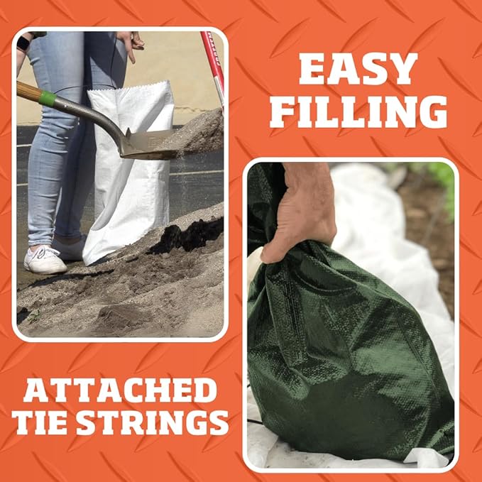 DURASACK Pro Max Heavy Duty Sand Bags for Flooding with 4,000 Hours UV Protection Sandbags for Weight, 100 lbs Capacity, 14x26 in, Green, 20 Count