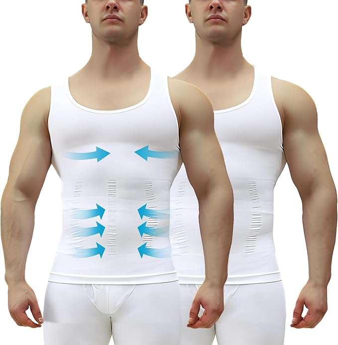 MEETYOO 1/2/3 Pack Men's Shaper Slimming Tank Top Athletic Compression Shirt with Sleeveless Undershirts for Men