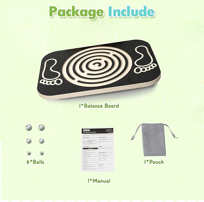 Balance Board Maze for Kids, 17.5-Inch Wobble Board Rocking Seesaw Sensory Training with 6 Balls, Non-Slip Pedals Indoor Outdoor for Boys Girls