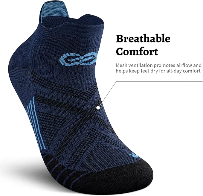 PAPLUS Compression Socks for Men & Women, 2/4/6 Pairs Ankle Running Socks with Arch Support, Ankle Support, Plantar Fasciitis