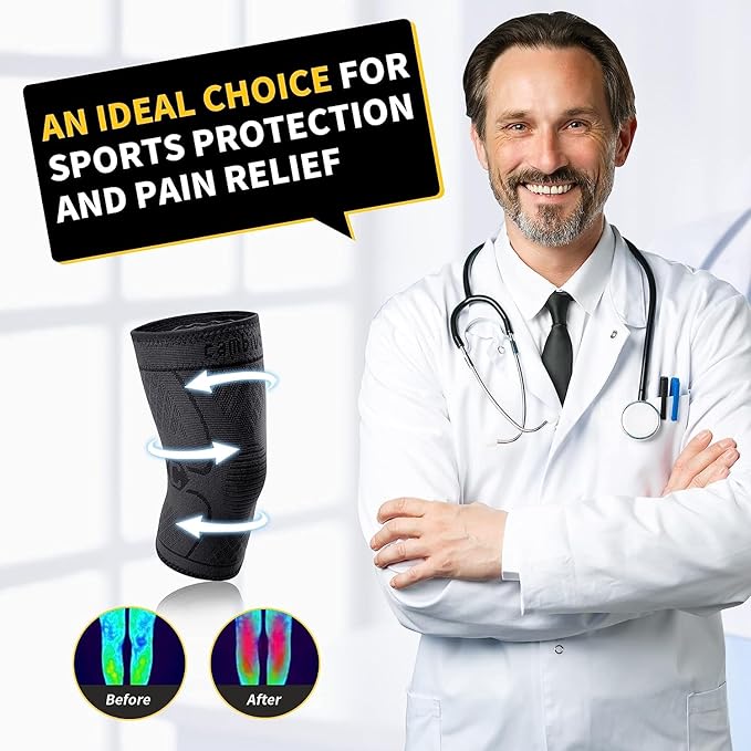 CAMBIVO Knee Braces for Knee Pain Women & Men,2 Pack Knee Compression Sleeves,Knee Support for Knee Pain Meniscus Tear,ACL & Arthritis Pain Relief（XX-Large,Black