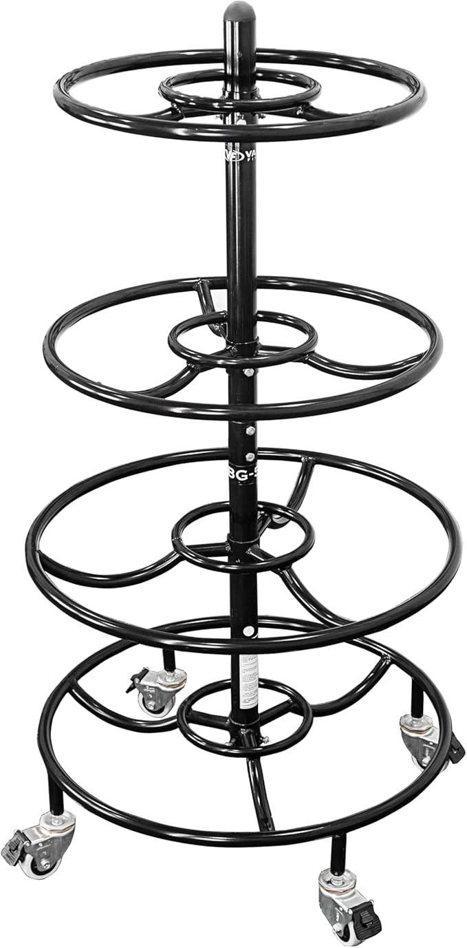 Valor Fitness 4-Tier Rolling Medicine Ball Rack – Mobile Storage for Medicine, Wall & Exercise Balls in Home Gym & Fitness Centers