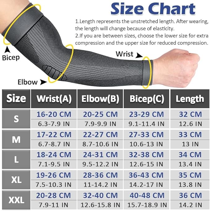 beister Compression Arm Sleeves Elbow Supports,Full Arm Supports Protection for Men & Women (Pair),Non-Slip Sports Arm Braces