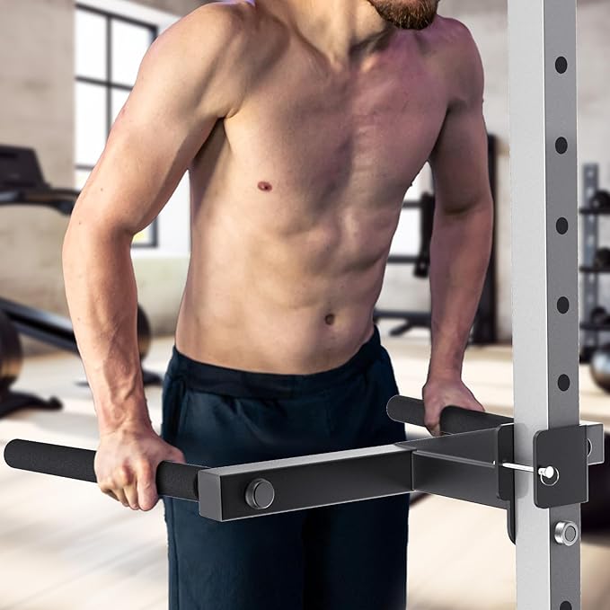 SELEWARE Squat Rack Attachment, Y-Shaped Dip Bar Attachment, Nordic Hamstring Curl Attachment and Lever Arms for 2x2 or 3x3 Power Rack with 5/8" or 1" Hole, Power Cage Accessories for Home Gym