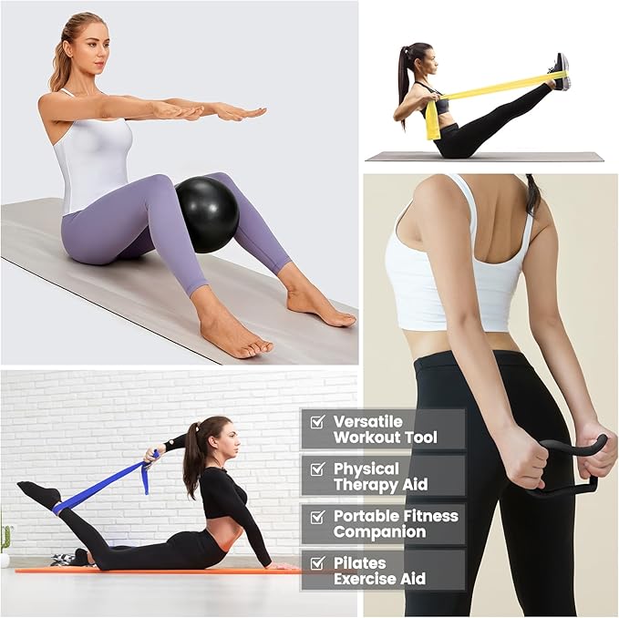 Pilates Kit for Women 13PCS, Pilates Ring and Ball Set with Magic Circle, Resistance Bands Set, Figure 8 Band, Yoga Ring & Grip Socks, Home Workout Equipment Essentials Starter Kit for Beginners