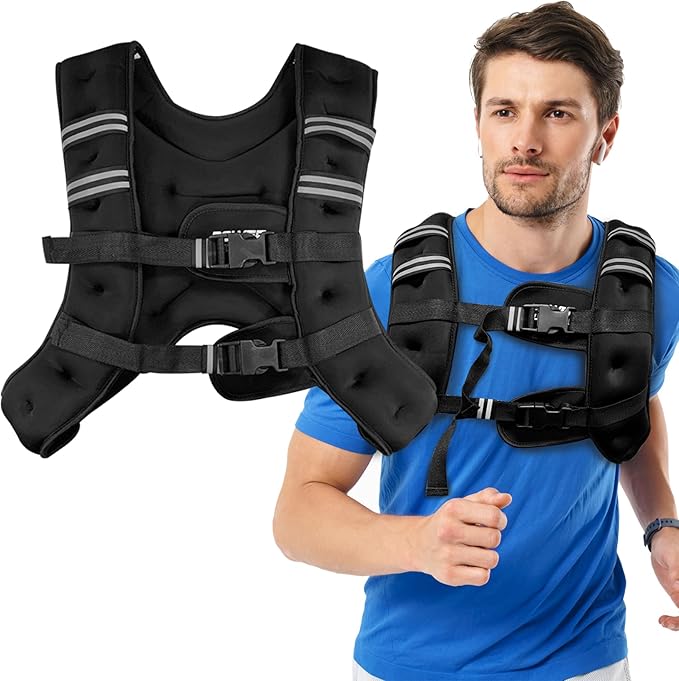 POWER GUIDANCE Weighted Vest for Men & Women with Reflective Stripes,Adjustable Workout Vest for Running, Jogging, Walking & Strength Training, Comfortable Rucking Weight Vest