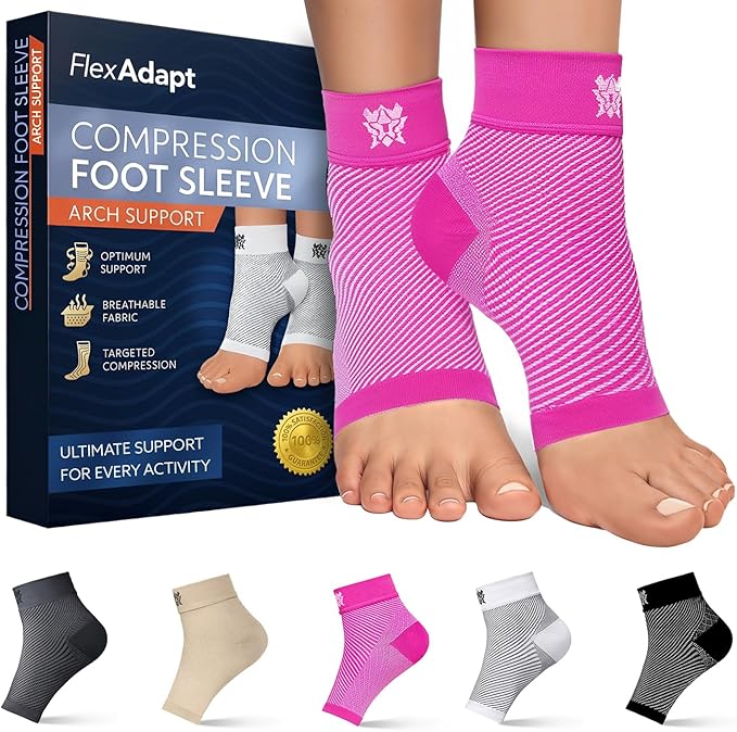 Compression Socks for Plantar Fasciitis & Achilles Tendonitis Relief – Pair of Ankle Compression Sleeves for Foot Swelling, Heel Spurs, Pain & Fatigue – Comfortable Arch Support Brace for Daily Use (Pink, Small)